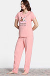 Zivame Farm Lore Knit Cotton Pyjama Set - Soft Pink — thumbnail 3